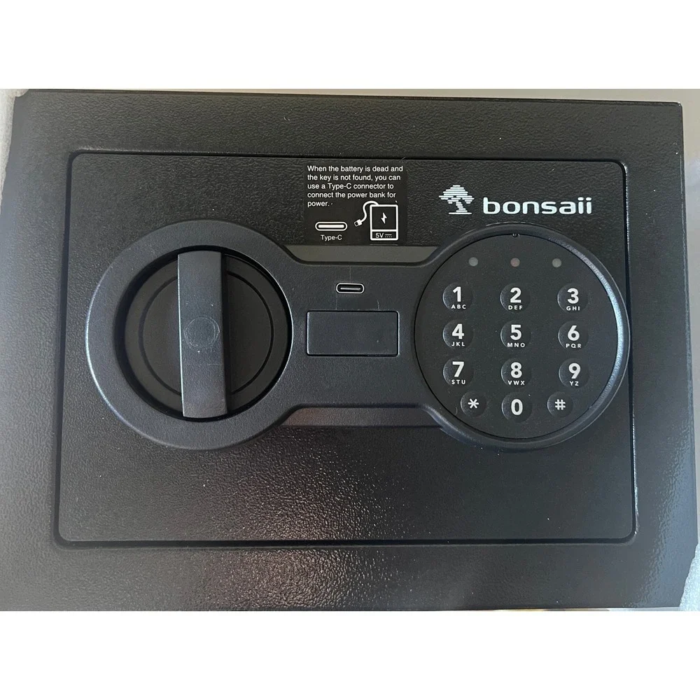 Bonsaii SF005 Small Digital Safe Electronic Keypad Lock with Alarm and Key Black
